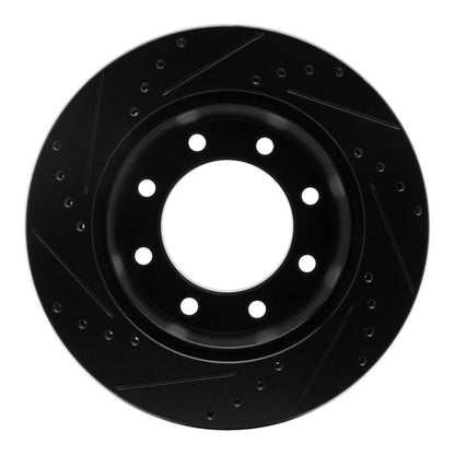 R1 Concepts R1 05-12 Ford F-350 Super Duty 4WD Rear Right Drilled & Slotted Black Brake Rotor