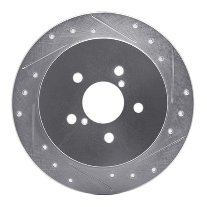 R1 Concepts R1 05-09 Subaru Outback Rear Right Drilled & Slotted Silver Brake Rotor
