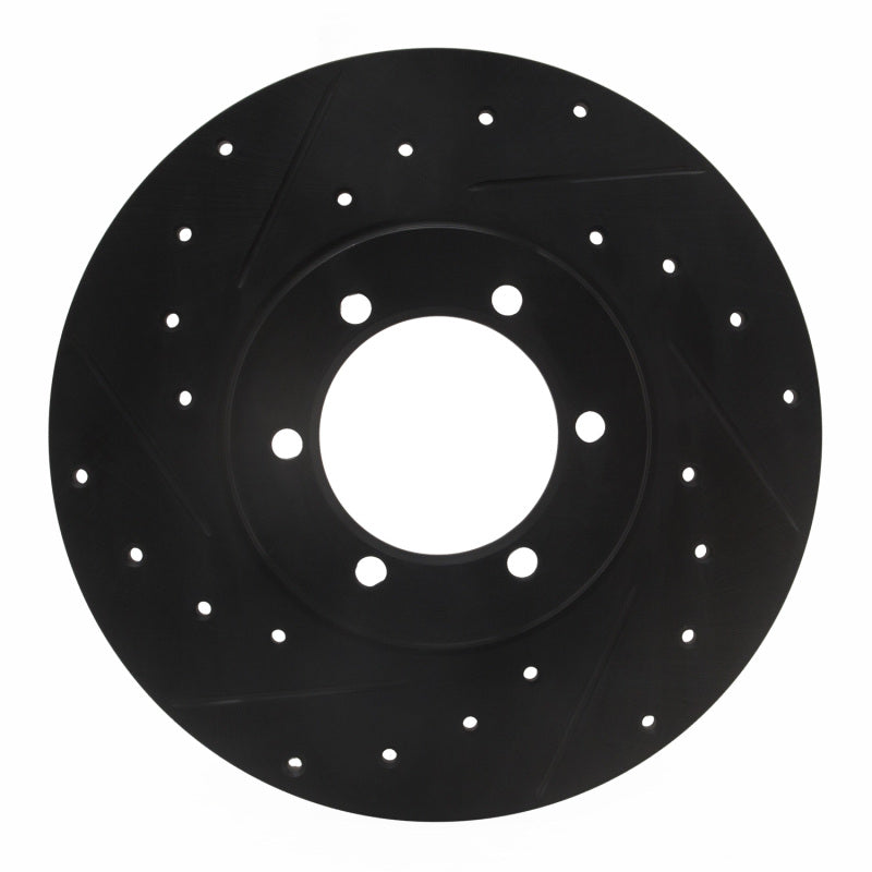 R1 Concepts R1 78-82 Nissan 720 DATSUN Front Left Drilled & Slotted Black Brake Rotor
