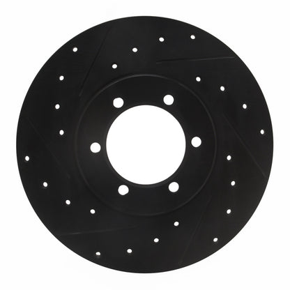 R1 Concepts R1 78-82 Nissan 720 DATSUN Front Left Drilled & Slotted Black Brake Rotor