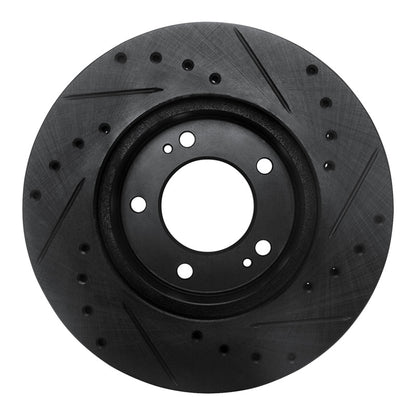 R1 Concepts R1 83-89 Chrysler Conquest Front Left Drilled & Slotted Black Brake Rotor