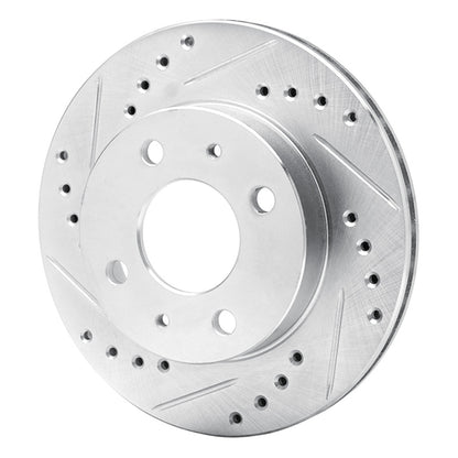 R1 Concepts R1 95-00 Nissan Lucino (Mexico) Front Left Drilled & Slotted Silver Brake Rotor