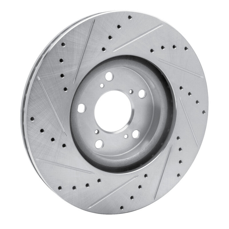 R1 Concepts R1 07-20 Acura ZDX Front Right Drilled & Slotted Silver Brake Rotor