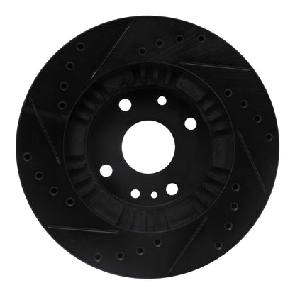 R1 Concepts R1 99-03 Mazda Protege Front Right Drilled & Slotted Black Brake Rotor