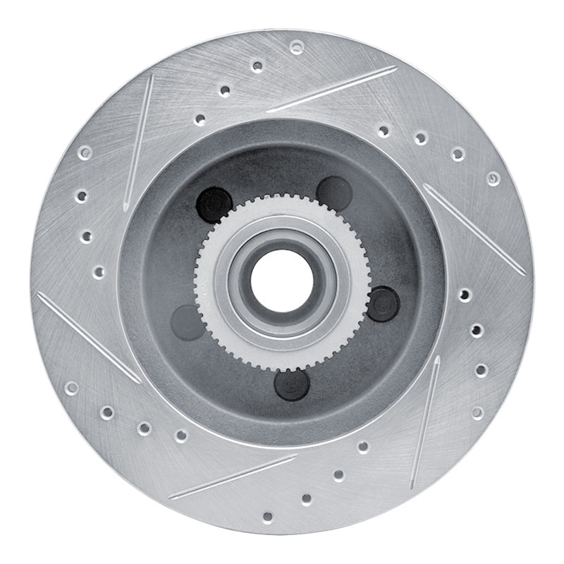 R1 Concepts R1 1992-2002 Chevrolet Express 1500 Front Right Drilled & Slotted Silver Brake Rotor