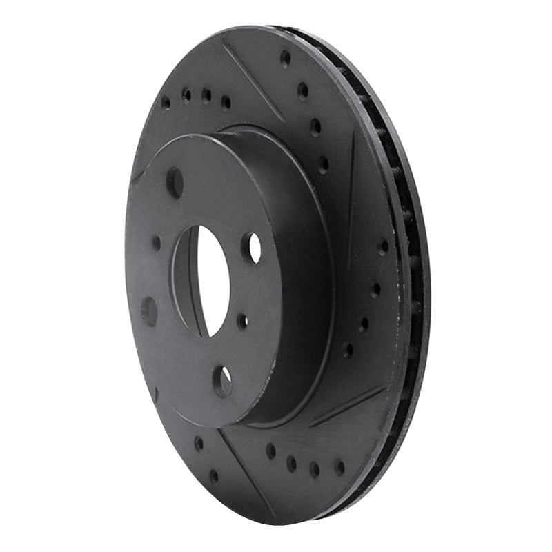 R1 Concepts R1 84-88 Chevrolet Nova Front Left Drilled & Slotted Black Brake Rotor
