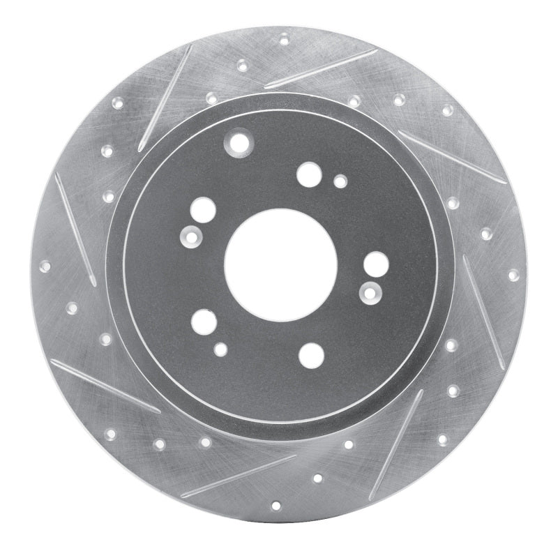 R1 Concepts R1 06-14 Honda Ridgeline Rear Left Drilled & Slotted Silver Brake Rotor