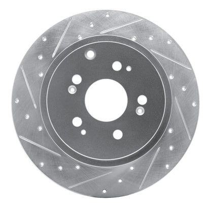 R1 Concepts R1 06-14 Honda Ridgeline Rear Left Drilled & Slotted Silver Brake Rotor