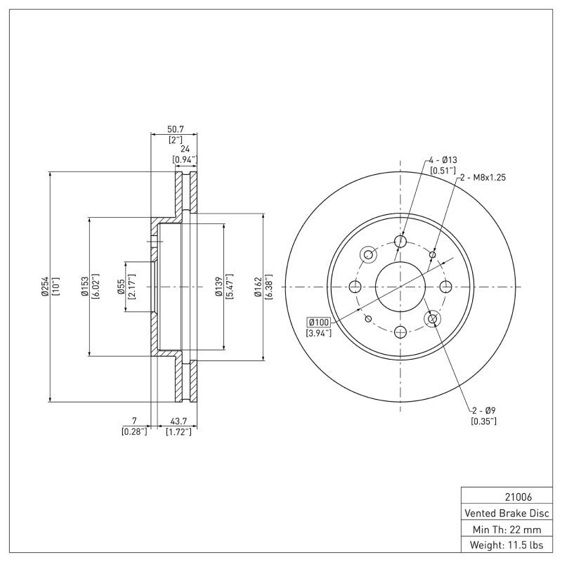DFC 03-05 Kia Rio Front Brake Rotor