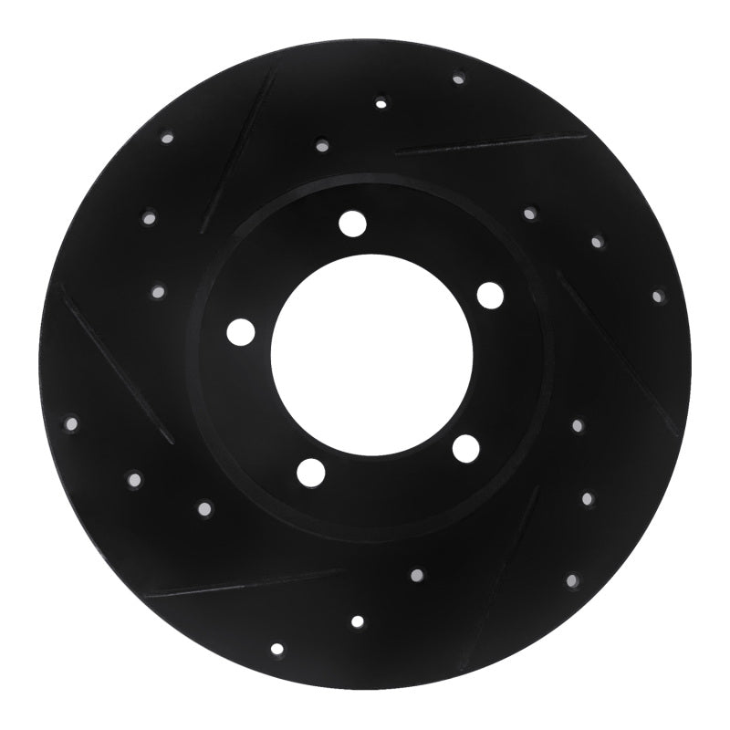 R1 Concepts R1 75-83 Toyota Pickup Front Left Drilled & Slotted Black Brake Rotor