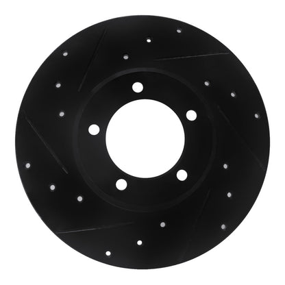 R1 Concepts R1 75-83 Toyota Pickup Front Left Drilled & Slotted Black Brake Rotor