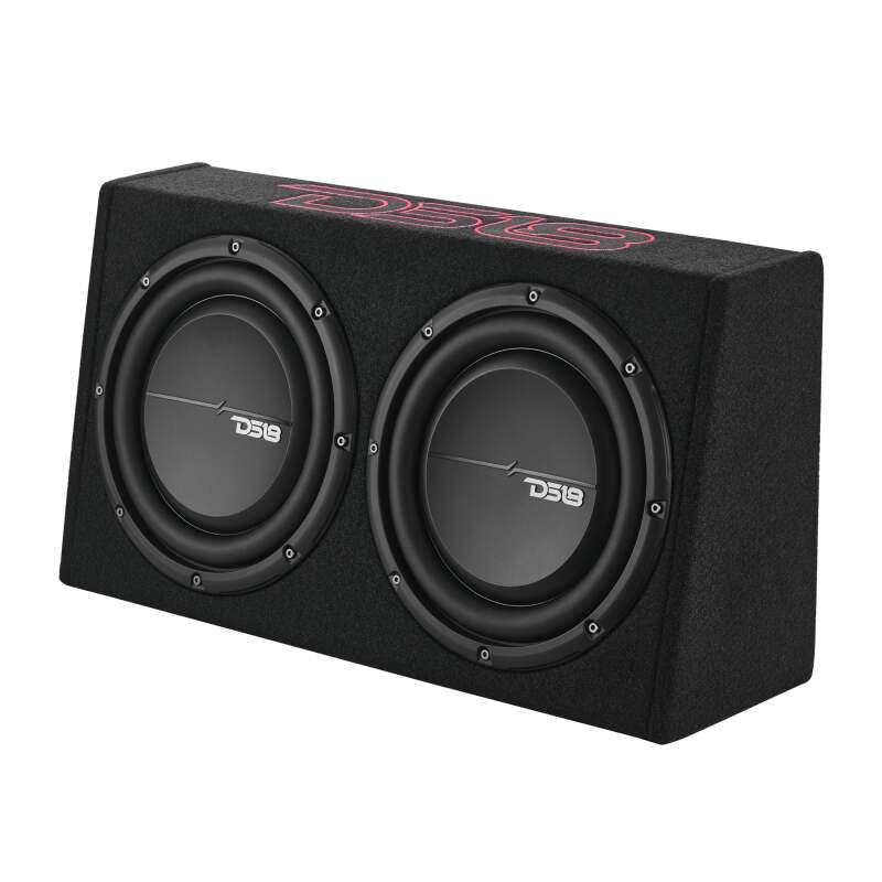 DS18 Dual 10in Shallow Enclosure w/ Subwoofer 350 Watts RMS Sealed Black Carpet