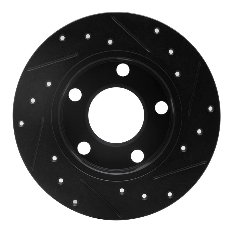 R1 Concepts R1 85-00 Audi 5000CS Turbo Quattro Rear Left Drilled & Slotted Black Brake Rotor