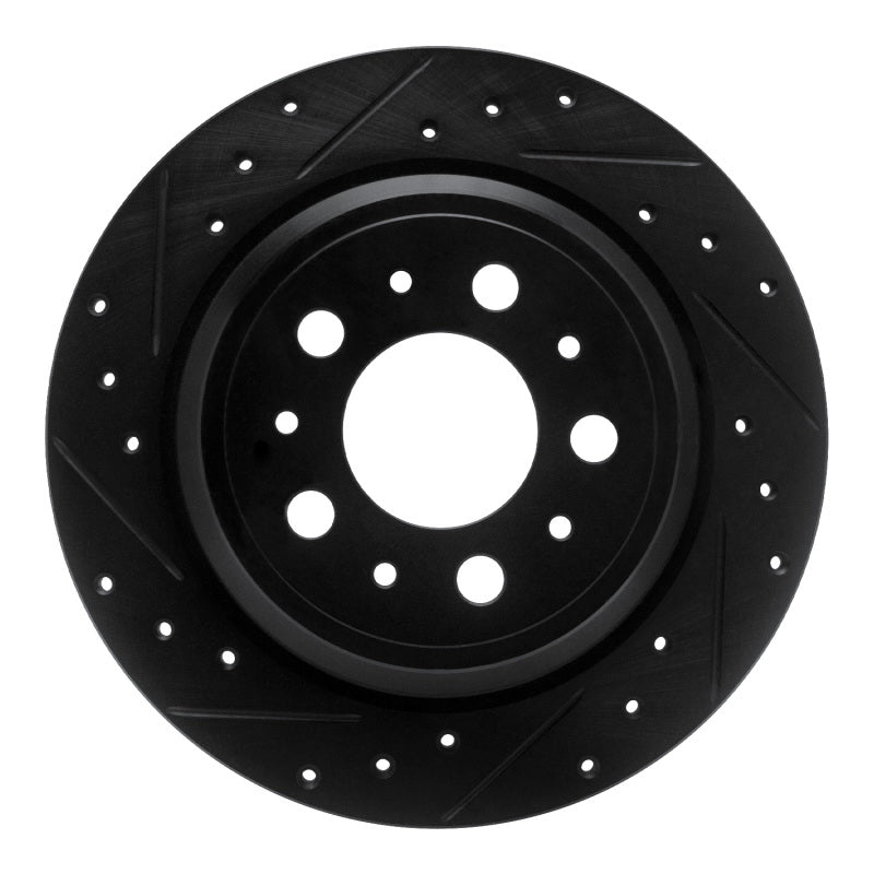 R1 Concepts R1 99-00 Volvo V70 Rear Left Drilled & Slotted Black Brake Rotor