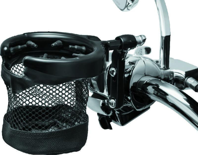 Kuryakyn Drink Holder Mesh Basket with Perch Mount Universal Gloss Black