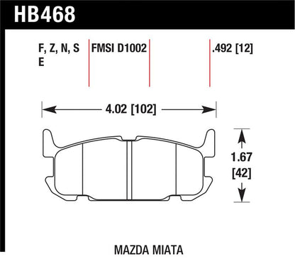 Hawk Performance Hawk 04-05 Mazda Miata HT-10 Race Rear Brake Pads