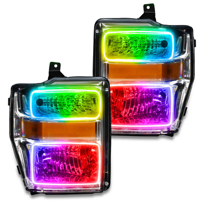 ORACLE Lighting Oracle 08-10 Ford F250/350 Pre-Assembled Halo Headlights- Chrome Housing - w/o Controller