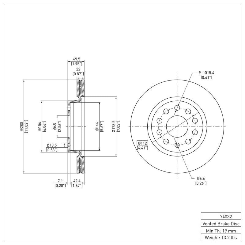 DFC 05-15 Volkswagen Jetta Sedan Front Brake Rotor