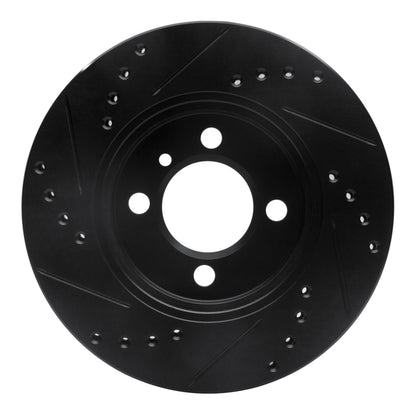 R1 Concepts R1 84-91 BMW 325ES Front Right Drilled & Slotted Black Brake Rotor