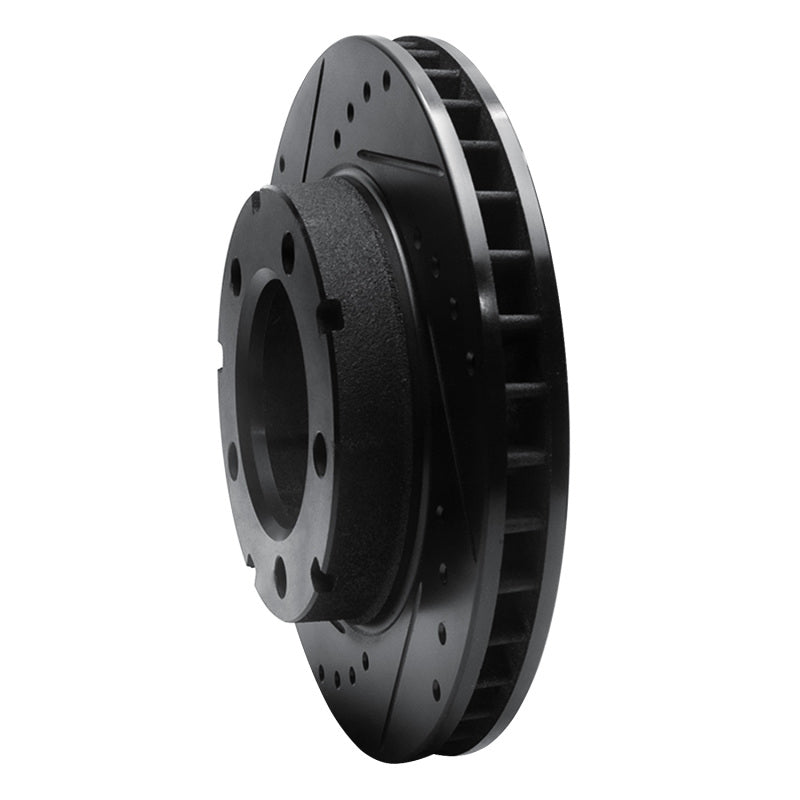 R1 Concepts R1 80-93 Dodge Ramcharger 4WD Front Left Drilled & Slotted Black Brake Rotor