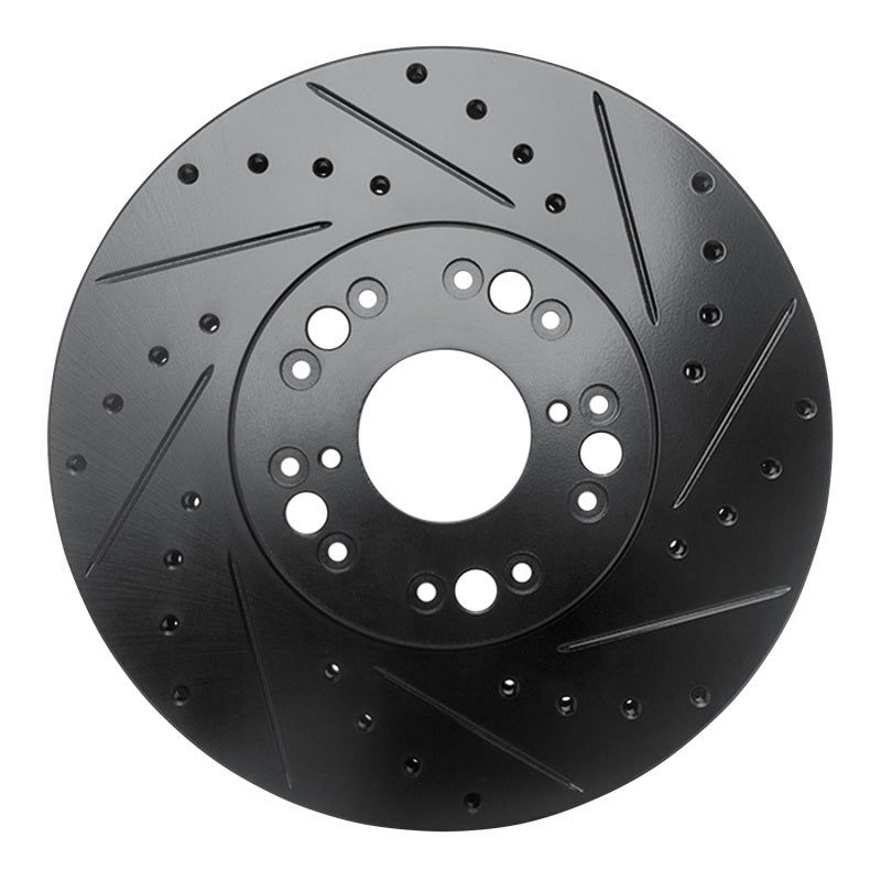 R1 Concepts R1 92-10 Lexus LS400 Front Right Drilled & Slotted Black Brake Rotor
