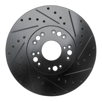 R1 Concepts R1 92-10 Lexus LS400 Front Right Drilled & Slotted Black Brake Rotor