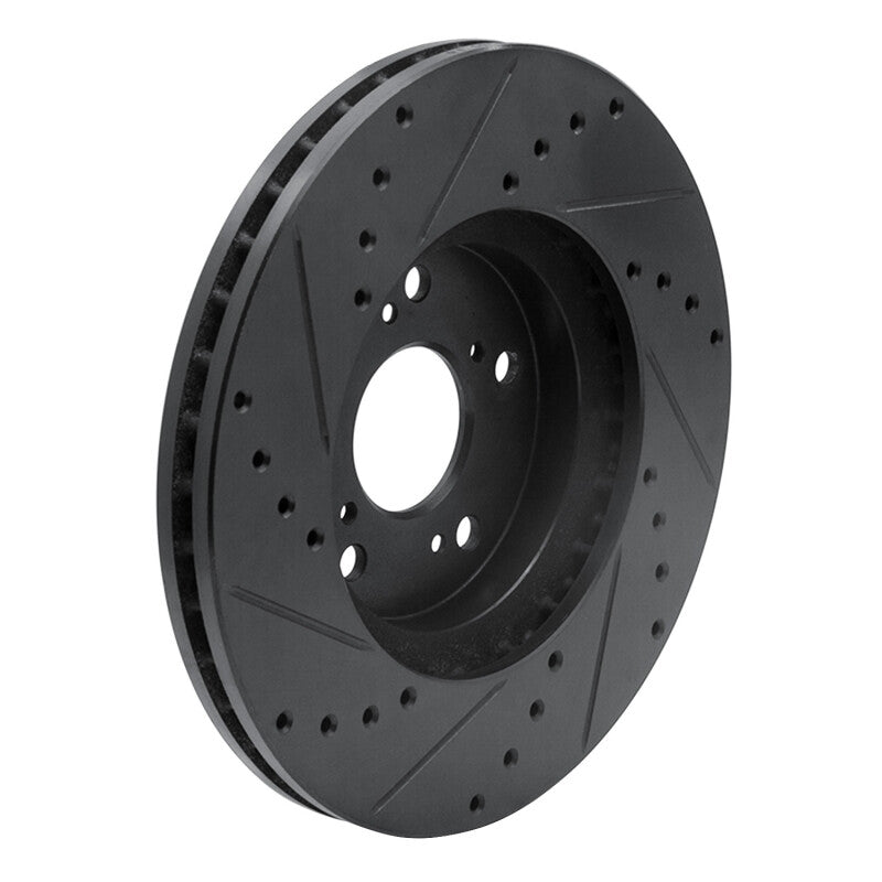 R1 Concepts R1 04-14 Acura TSX Front Right Drilled & Slotted Black Brake Rotor