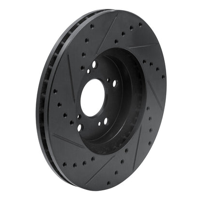 R1 Concepts R1 04-14 Acura TSX Front Right Drilled & Slotted Black Brake Rotor