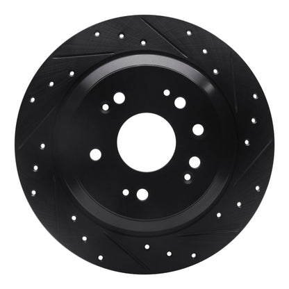 R1 Concepts R1 10-15 Honda Accord Crosstour Rear Right Drilled & Slotted Black Brake Rotor