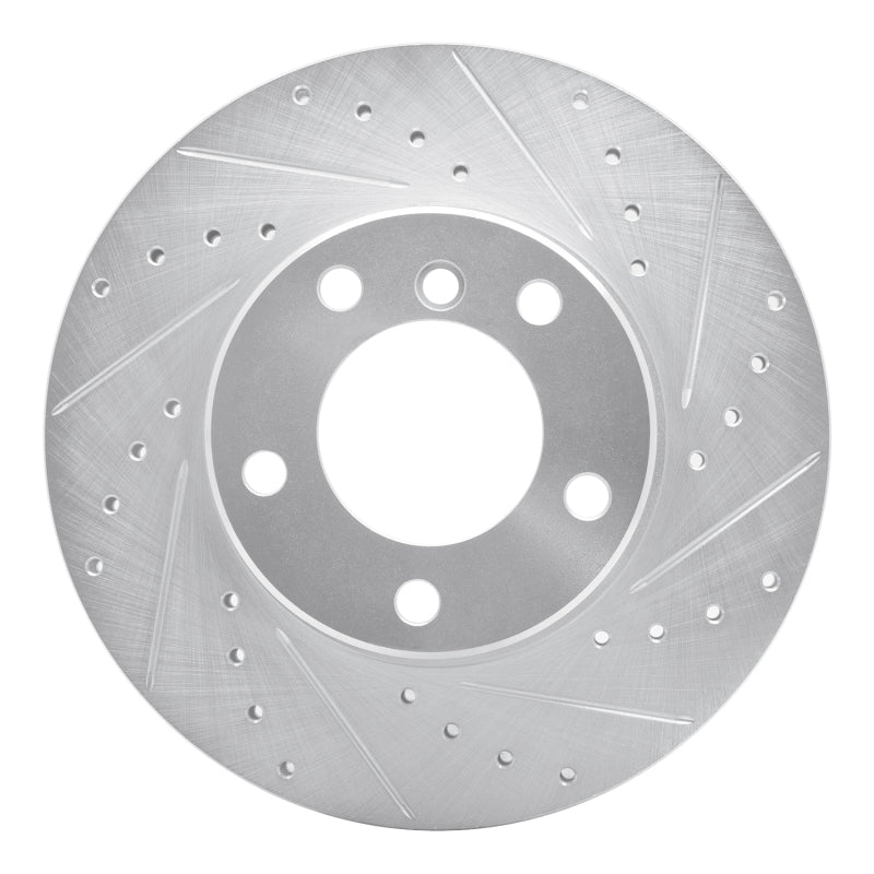 R1 Concepts R1 96-03 BMW 528I Front Right Drilled & Slotted Silver Brake Rotor