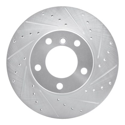 R1 Concepts R1 96-03 BMW 528I Front Right Drilled & Slotted Silver Brake Rotor