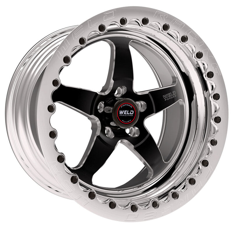 Weld S71 17x10 / 5x115mm BP / 6.7in. BS Black Wheel (High Pad) - Polished Single Beadlock MT