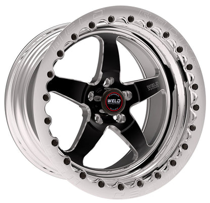 Weld S71 17x10 / 5x115mm BP / 6.7in. BS Black Wheel (High Pad) - Polished Single Beadlock MT