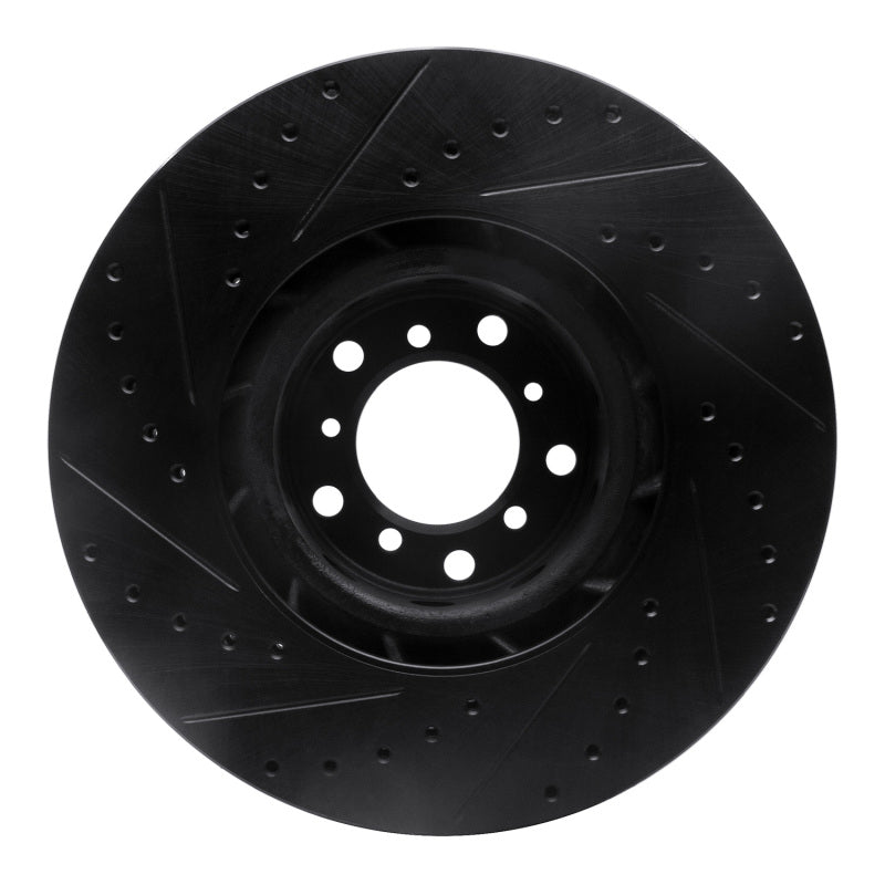 R1 Concepts R1 00-03 BMW M5 Left Front Drilled & Slotted Black Brake Rotor
