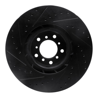 R1 Concepts R1 00-03 BMW M5 Left Front Drilled & Slotted Black Brake Rotor