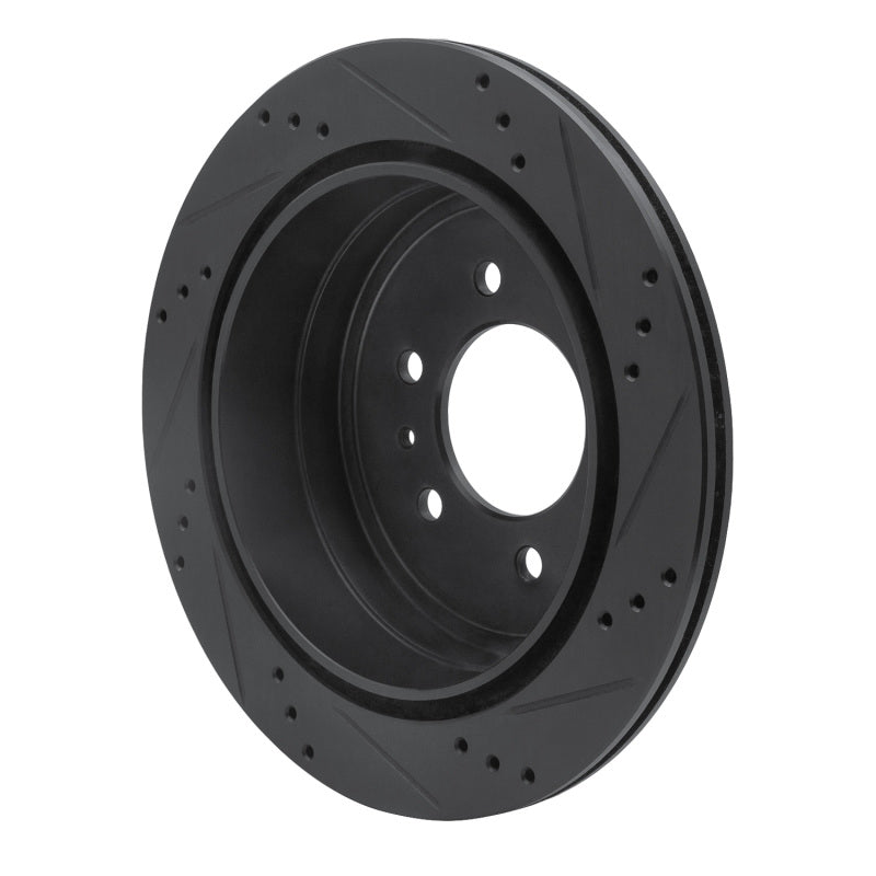 R1 Concepts R1 04-08 Ford F-150 4WD Front Left Drilled & Slotted Black Brake Rotor