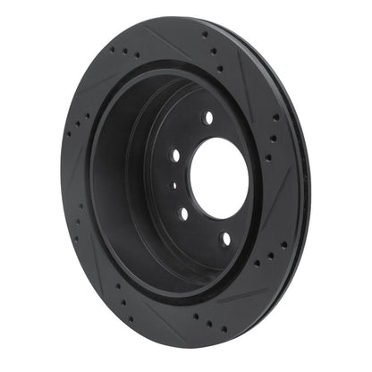 R1 Concepts R1 04-08 Ford F-150 4WD Front Left Drilled & Slotted Black Brake Rotor
