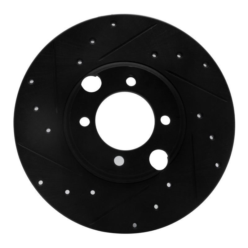 R1 Concepts R1 83-93 Jaguar XJRS Rear Left Drilled & Slotted Black Brake Rotor