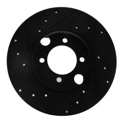 R1 Concepts R1 83-93 Jaguar XJRS Rear Left Drilled & Slotted Black Brake Rotor