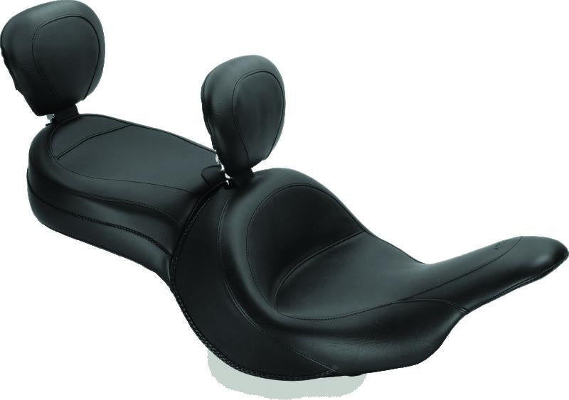 Mustang Motorcycle Mustang 11-19 Kawasaki Vulcan 1700, Vaquero Std Touring 1PC Seat w/Driver and Pass Backrest - Black