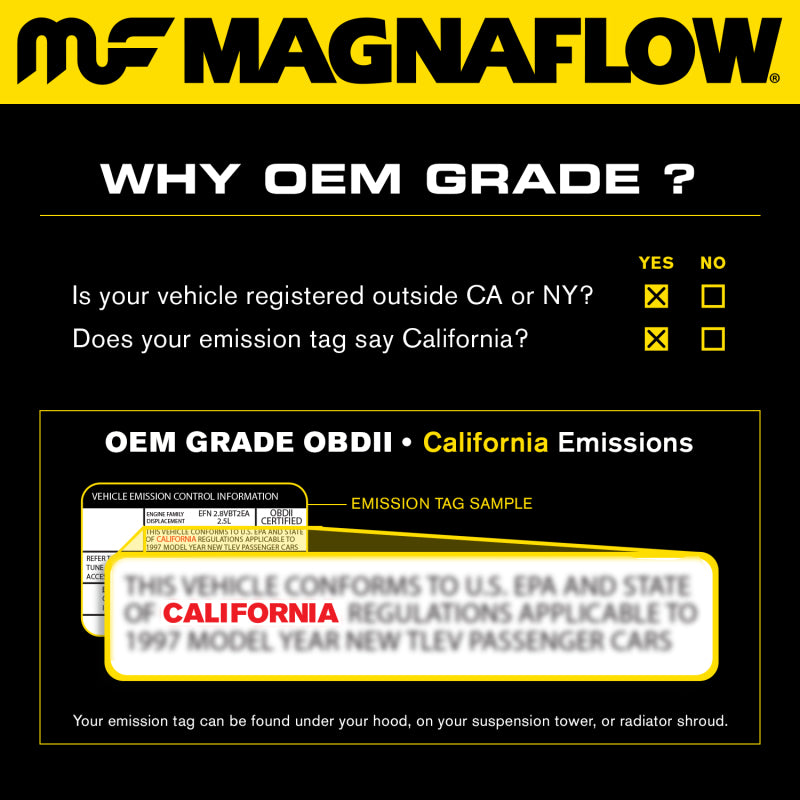 MagnaFlow Direct Fit Catalytic Converter 2011-2015 Cooper L4 1.6 OEM Underbody