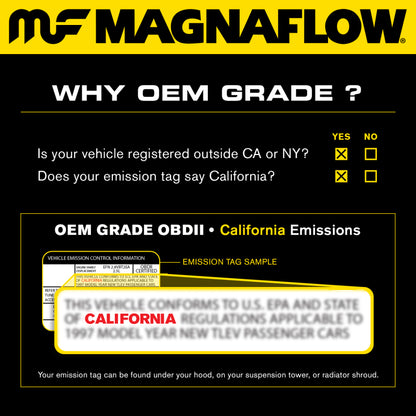 MagnaFlow Direct Fit Catalytic Converter 2011-2015 Cooper L4 1.6 OEM Underbody