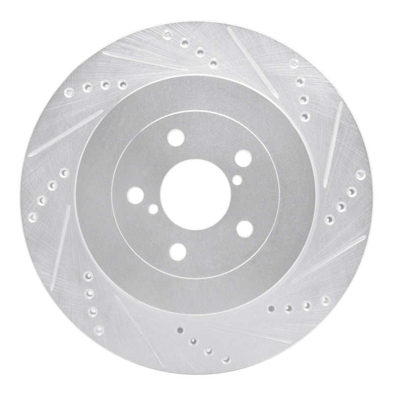 R1 Concepts R1 03-04 Subaru Impreza Rear Right Drilled & Slotted Silver Brake Rotor