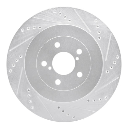 R1 Concepts R1 03-04 Subaru Impreza Rear Right Drilled & Slotted Silver Brake Rotor