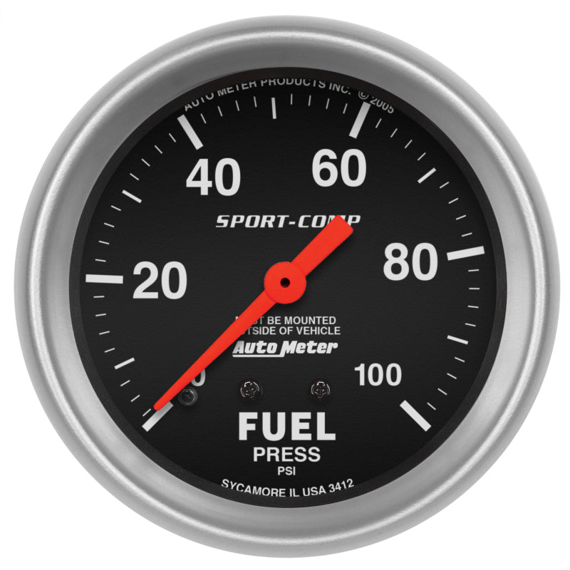 Autometer Sport-Comp 2 5/8in 100psi Mechanical Fuel Pressure Gauge