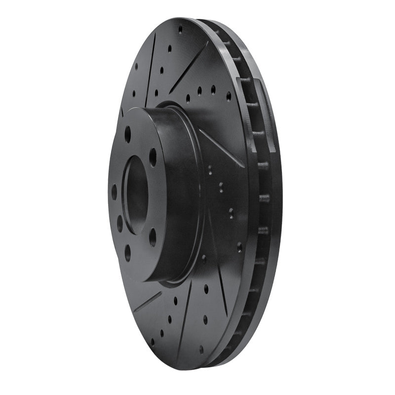 R1 Concepts R1 07-19 BMW X6 Front Left Drilled & Slotted Black Brake Rotor