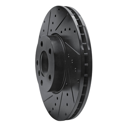 R1 Concepts R1 07-19 BMW X6 Front Left Drilled & Slotted Black Brake Rotor
