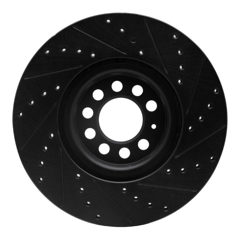 R1 Concepts R1 00-06 Audi TT Quattro Front Left Drilled & Slotted Black Brake Rotor