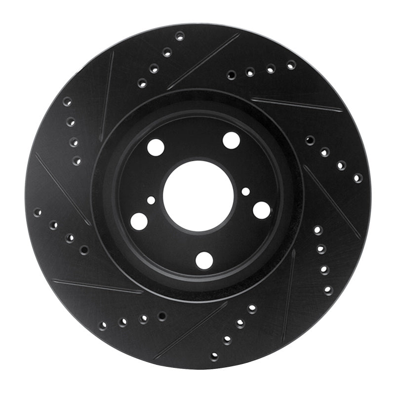 R1 Concepts R1 06-15 Lexus GS300 Left Front Drilled & Slotted Black Brake Rotor