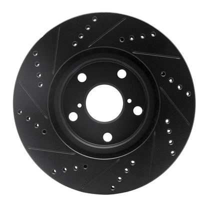 R1 Concepts R1 06-15 Lexus GS300 Left Front Drilled & Slotted Black Brake Rotor